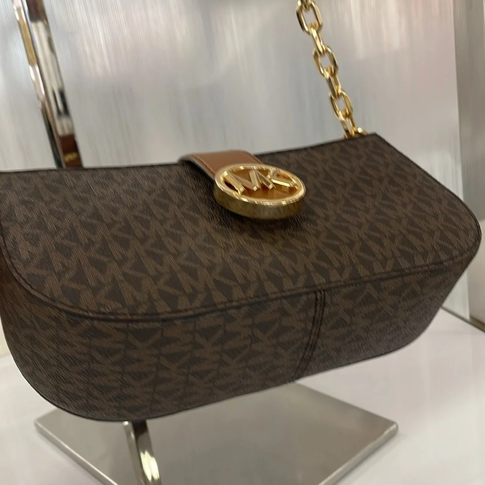Michael Kors Carmen Small Logo Shoulder Pouchette Bag in Brown
NWT - Picture 6 of 16